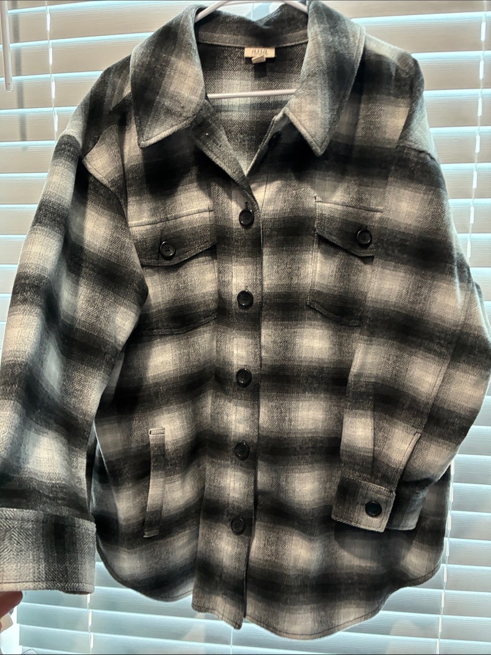 a.n.a Black & Gray Plaid Button-Front Shacket